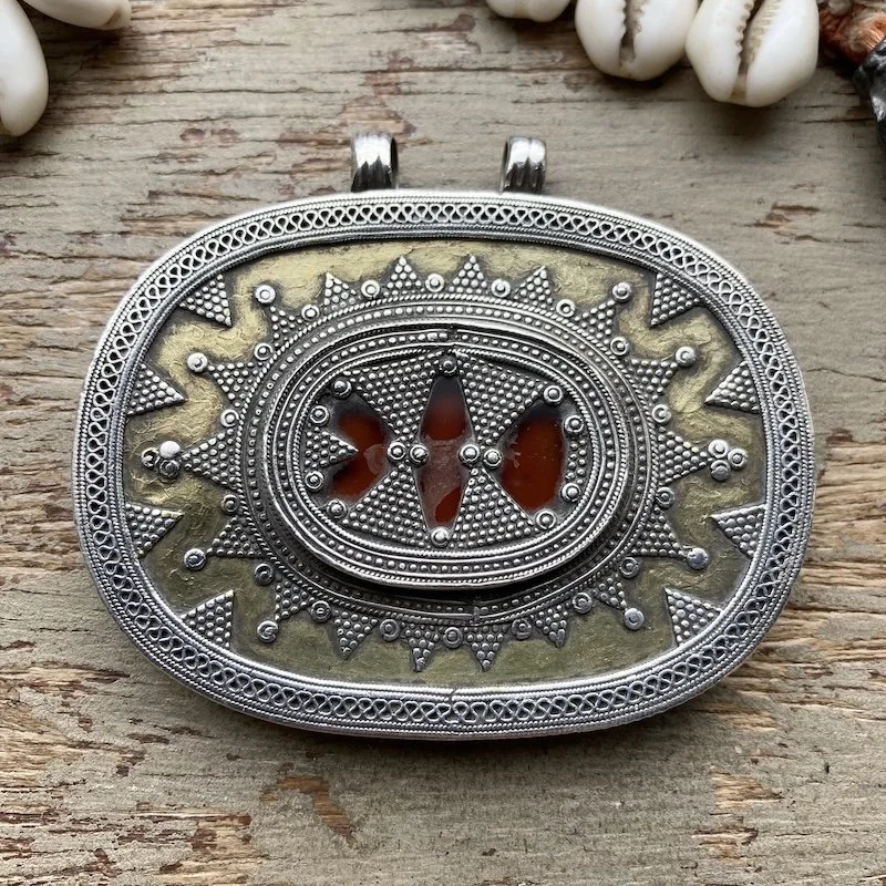 Stunning Vintage Large Sterling Silver Turkmen Pendant