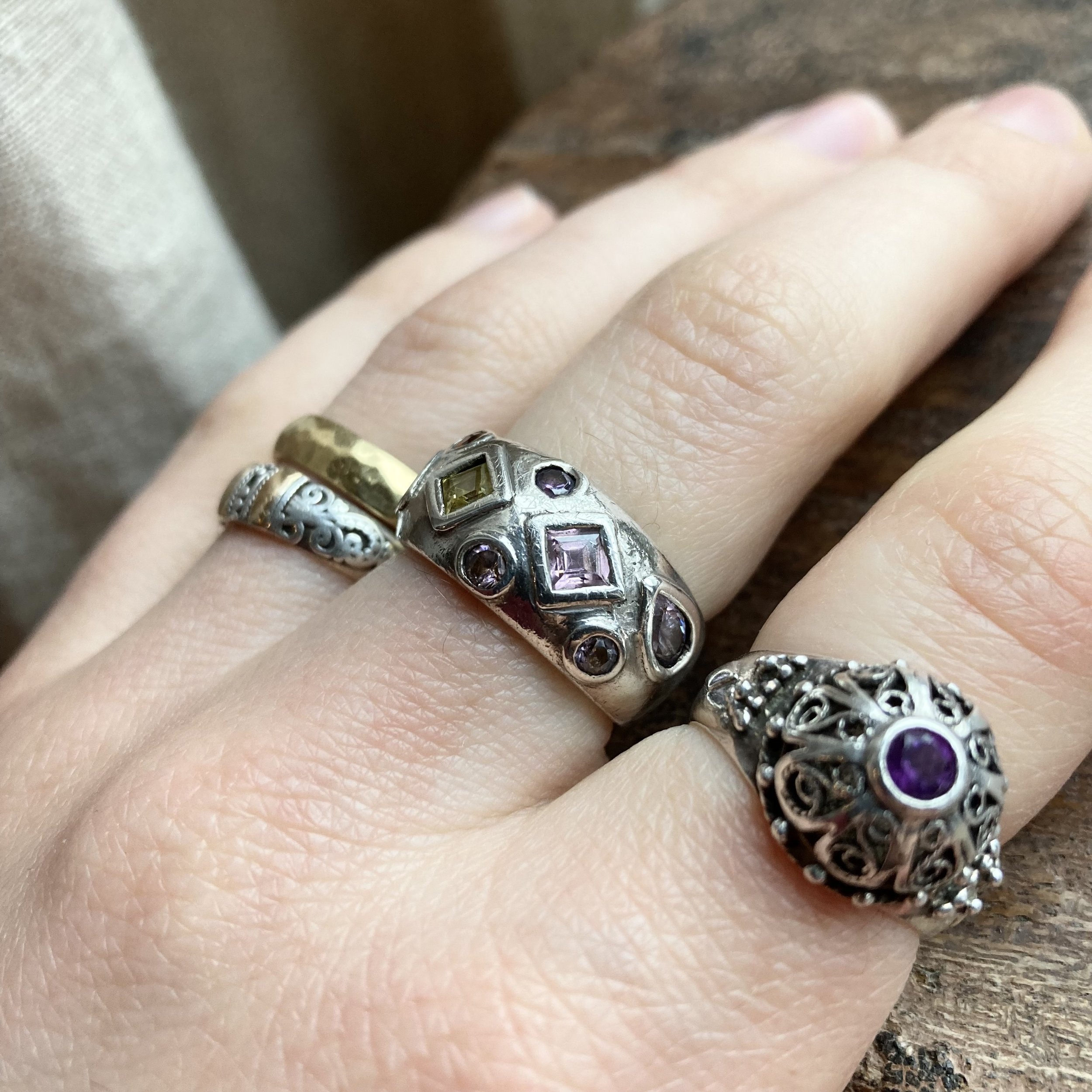 Beautiful Solid Silver Multi Gemstone Ring