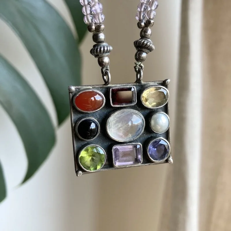 vintage sterling silver multi-gemstone necklace 2.jpeg