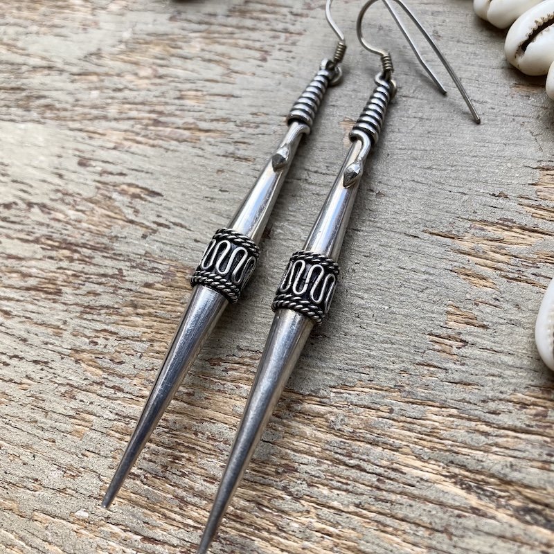 Amazing Vintage Sterling Silver Balinese Dangly Earrings