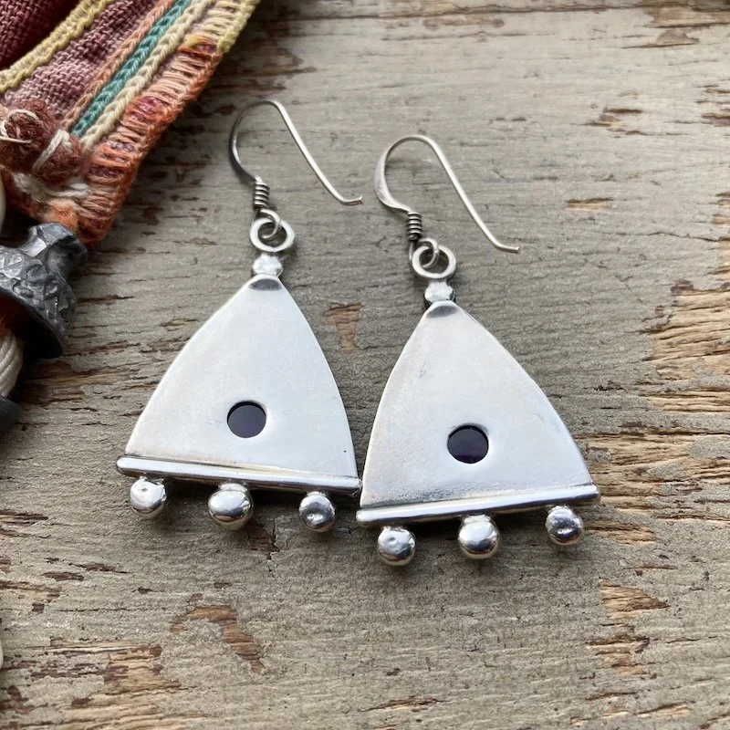 funky vintage sterling silver earrings with amethyst 2.jpeg