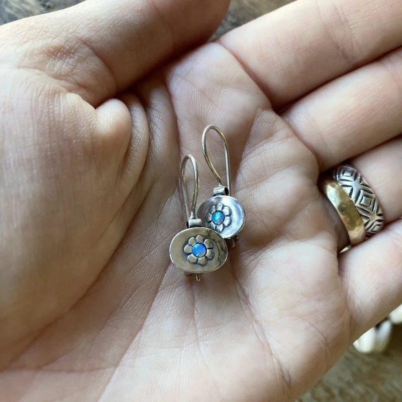 sterling silver and iridescent flower earrings 3.jpeg