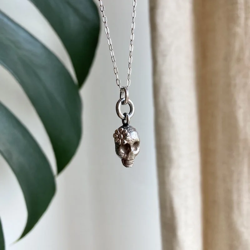 Fab Vintage Sterling Silver Sugar Skull Necklace