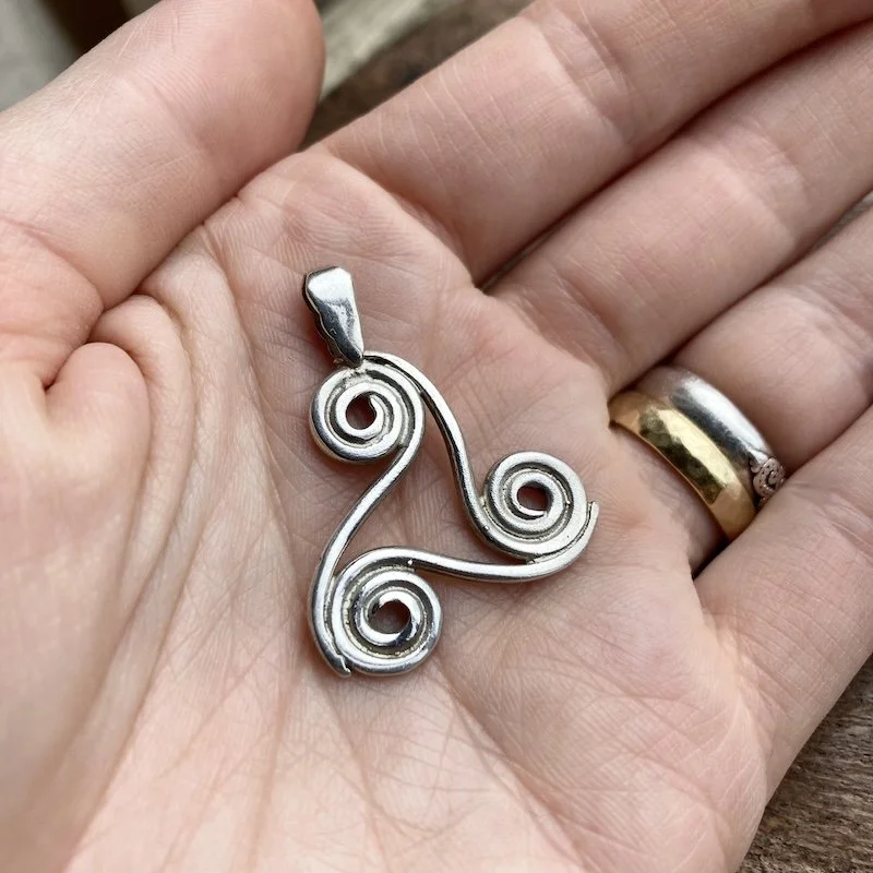 Lovely Vintage Large Sterling Silver Triskelion Pendant