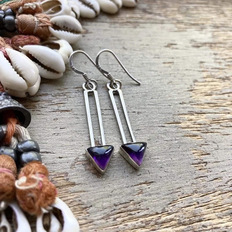 modernist sterling silver and amethyst earrings 2.jpeg