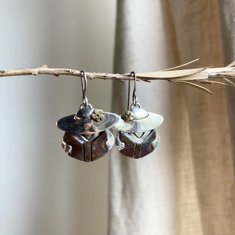 vintage sterling silver lady reading earrings 3.jpeg