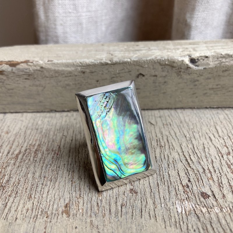 Beautiful Vintage Sterling Silver Abalone Shell Ring
