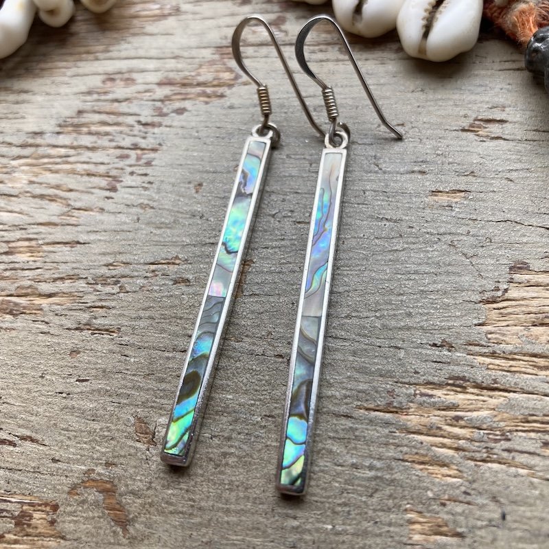 Dreamy Vintage Sterling Silver Abalone Shell Earrings