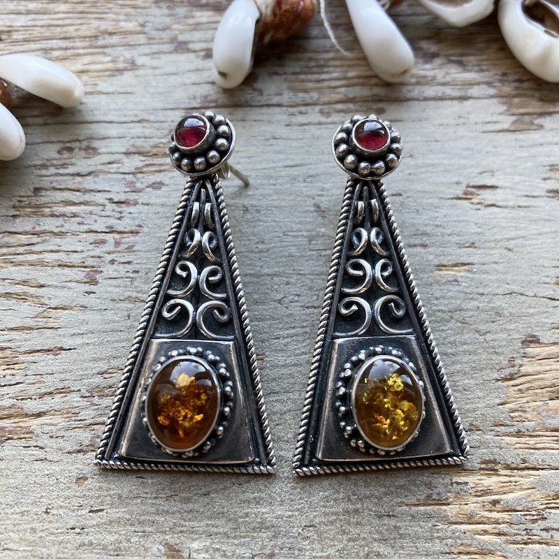 Suarti sterling silver amber and carnelian earrings 1.jpeg