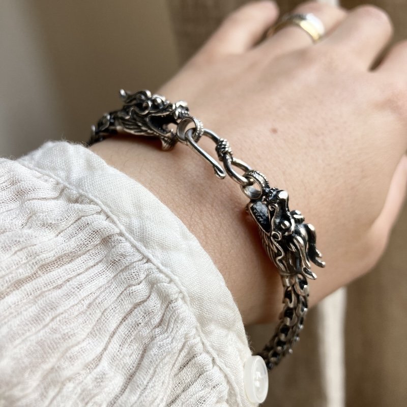 Amazing Vintage Sterling Silver Dragon Bracelet