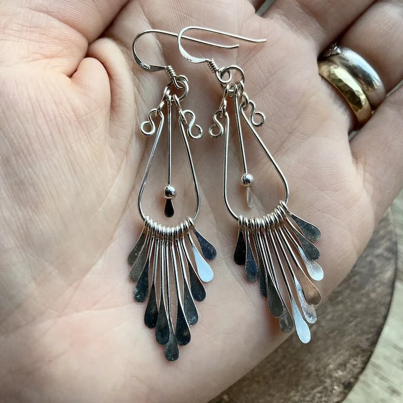 Pretty Sterling Silver Dangly Bohemian Earrings