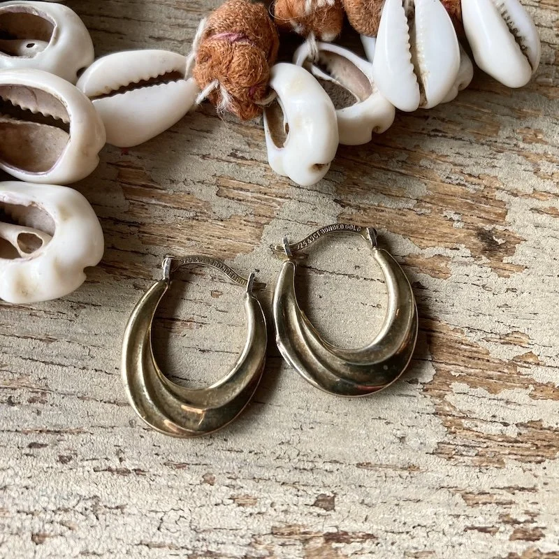 vintage sterling silver and 9ct bonded gold hoops 1.jpeg
