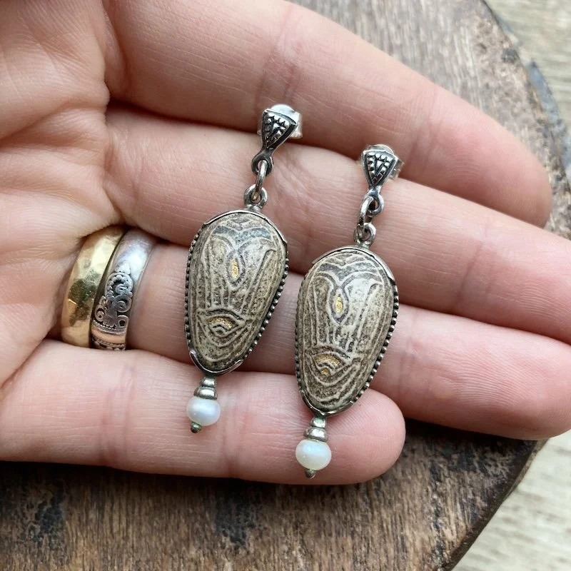 vintage sterling silver scarab beetle earrings 4.jpeg