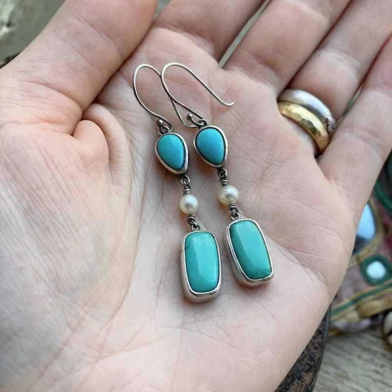 sterling silver, turquoise and pearl earrings 4.jpeg