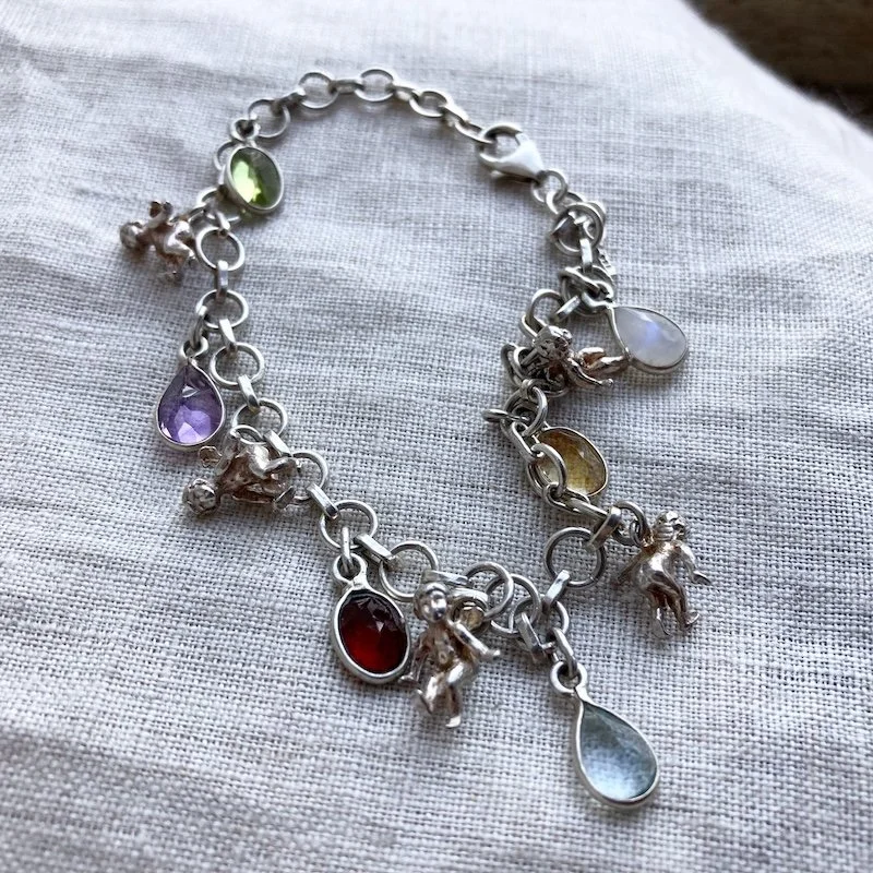 vintage sterling silver cherub crystal bracelet 2.jpeg