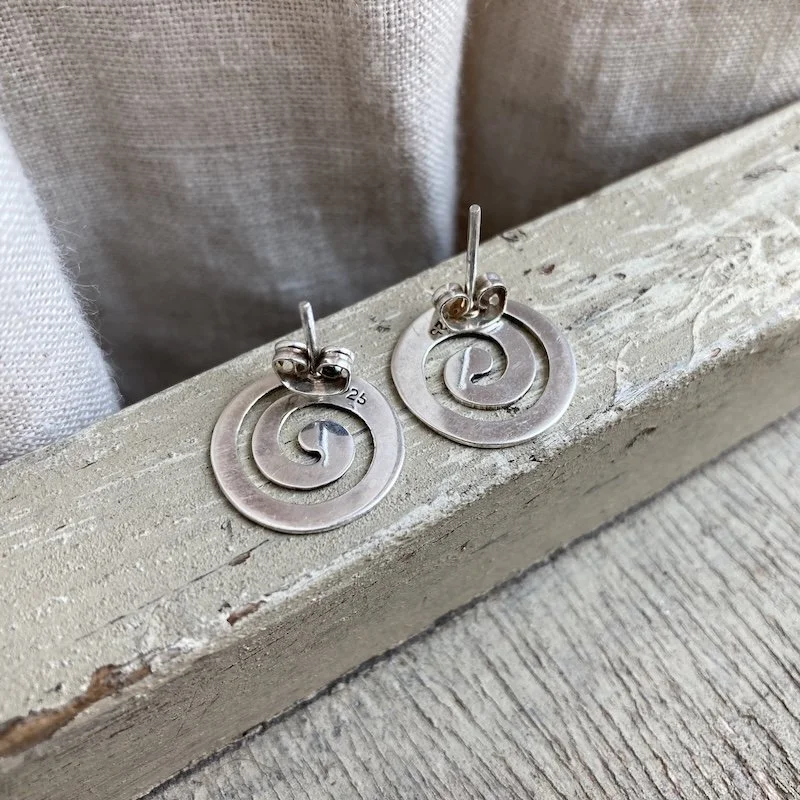 Funky Vintage Sterling Silver Spiral Earrings