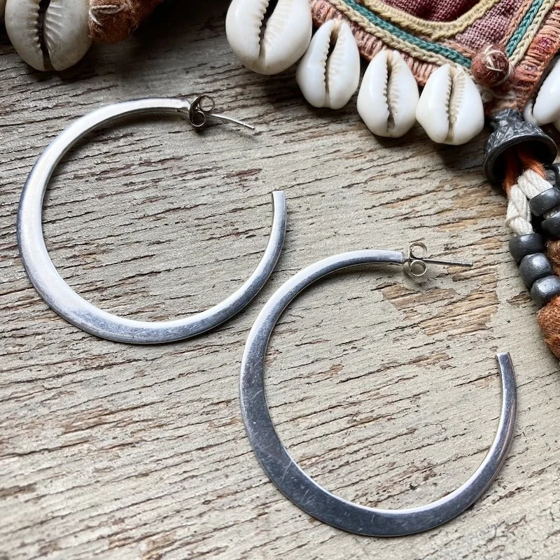 large vintage simple sterling silver hoops 3.jpeg