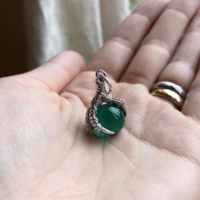 Beautiful Vintage Sterling Silver Claw and Orb Pendant