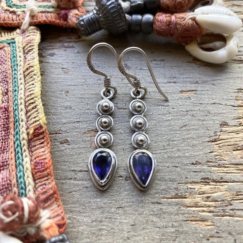sterling silver and iolite dangly earrings 1.jpeg