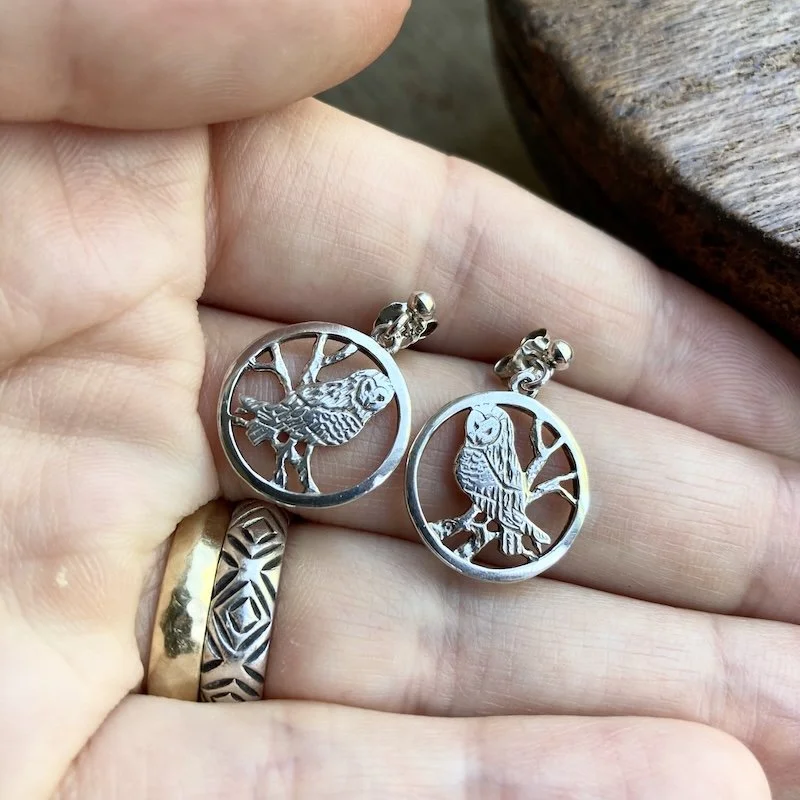 vintage openwork sterling silver owl earrings 3.jpeg