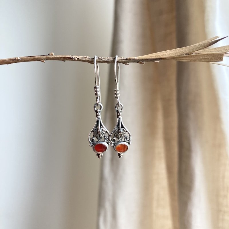 ornate sterling silver earrings with inlaid carnelian 3.jpeg