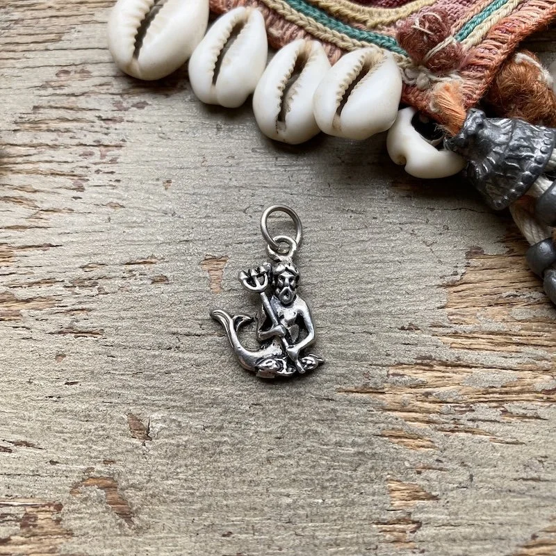 Wonderful Vintage Sterling Silver Triton Sea God Pendant