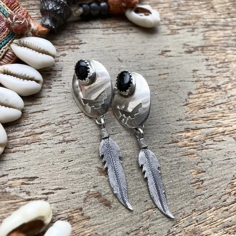 sterling silver Southwestern feather earrings 4.jpeg