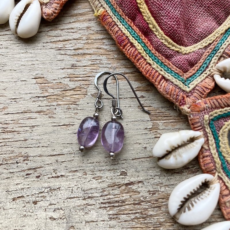 vintage sterling silver amethyst bead earrings 1.jpeg