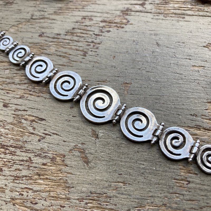 Funky Vintage Solid Silver Spiral Bracelet