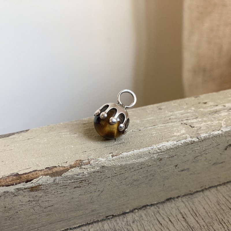 Cute Little Vintage Sterling Silver Tiger's Eye Pendant