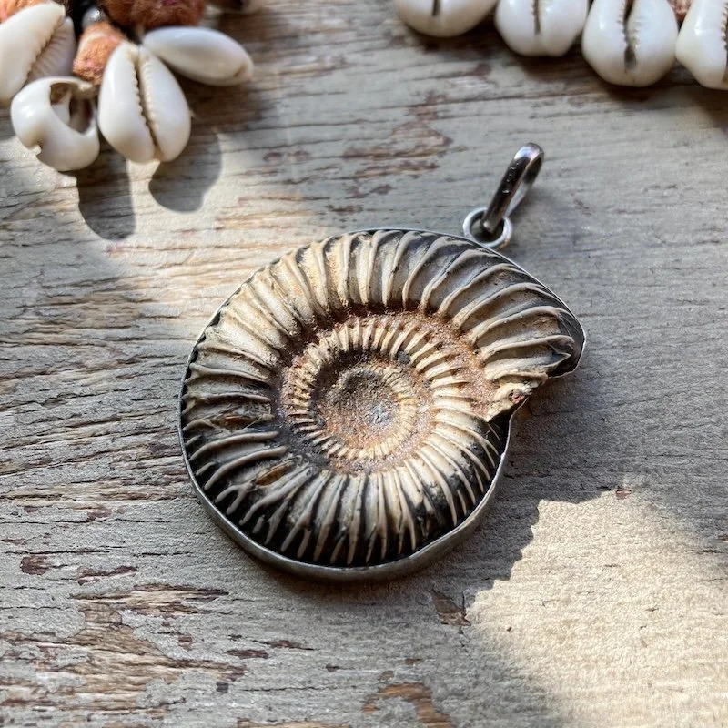 Beautiful Vintage Sterling Silver Ammonite Pendant