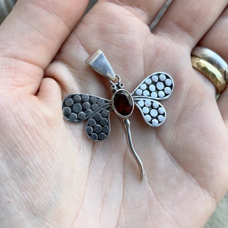 sterling silver and garnet dragonfly pendant 3.jpeg