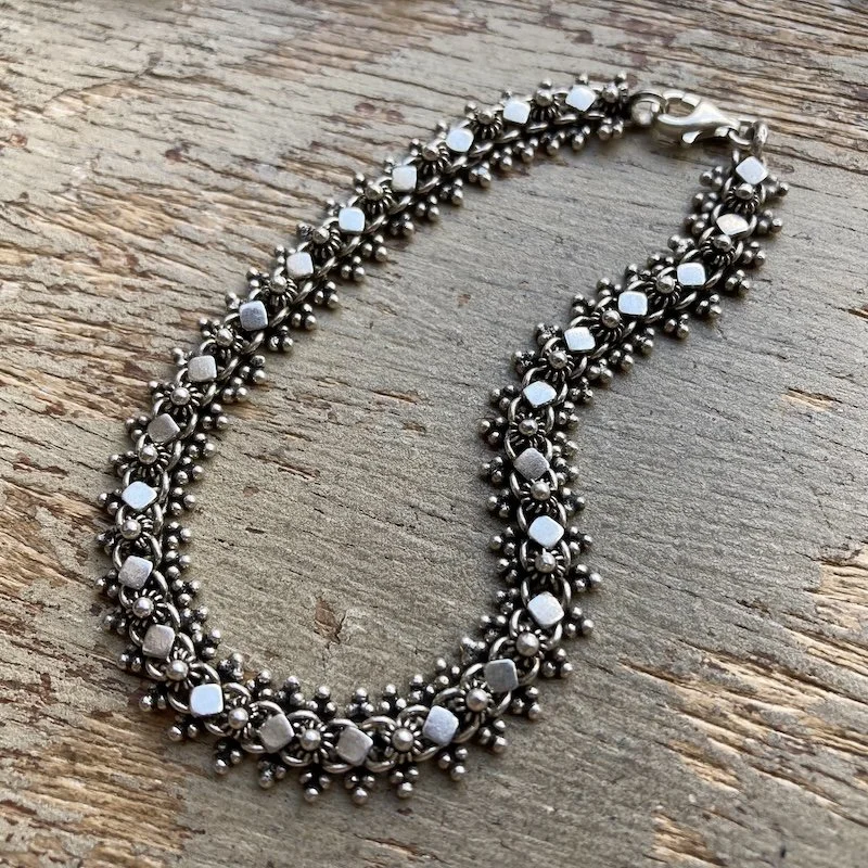 Beautiful Indian Ornate Sterling Silver Bracelet