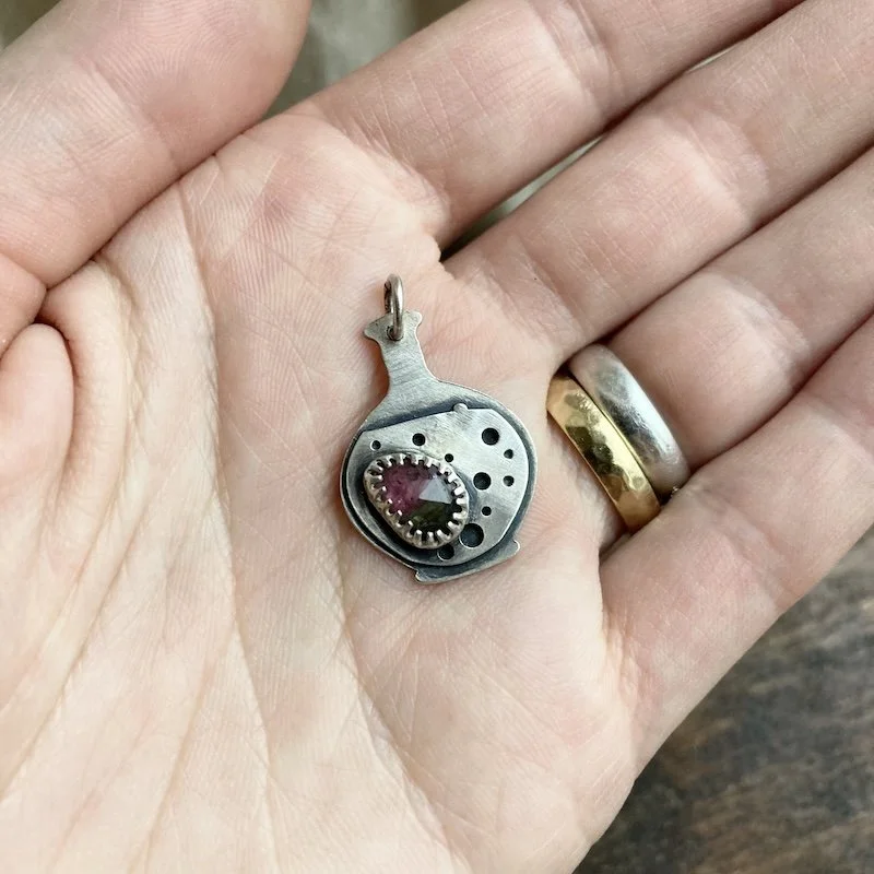sterling silver and watermelon tourmaline potion bottle pendant  3.jpeg