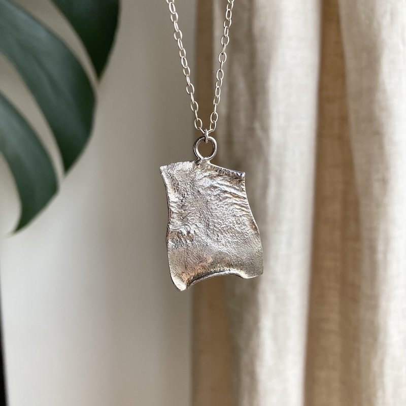 handmade modernist textured sterling silver necklace 4.jpeg