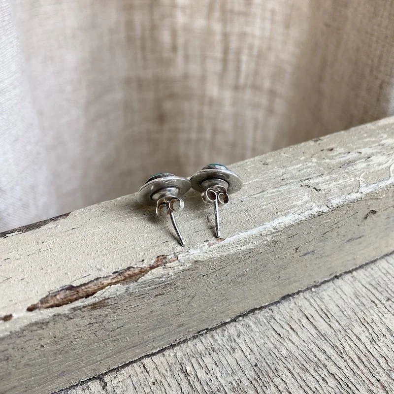 vintage sterling silver and turquoise stud earrings 3.jpeg