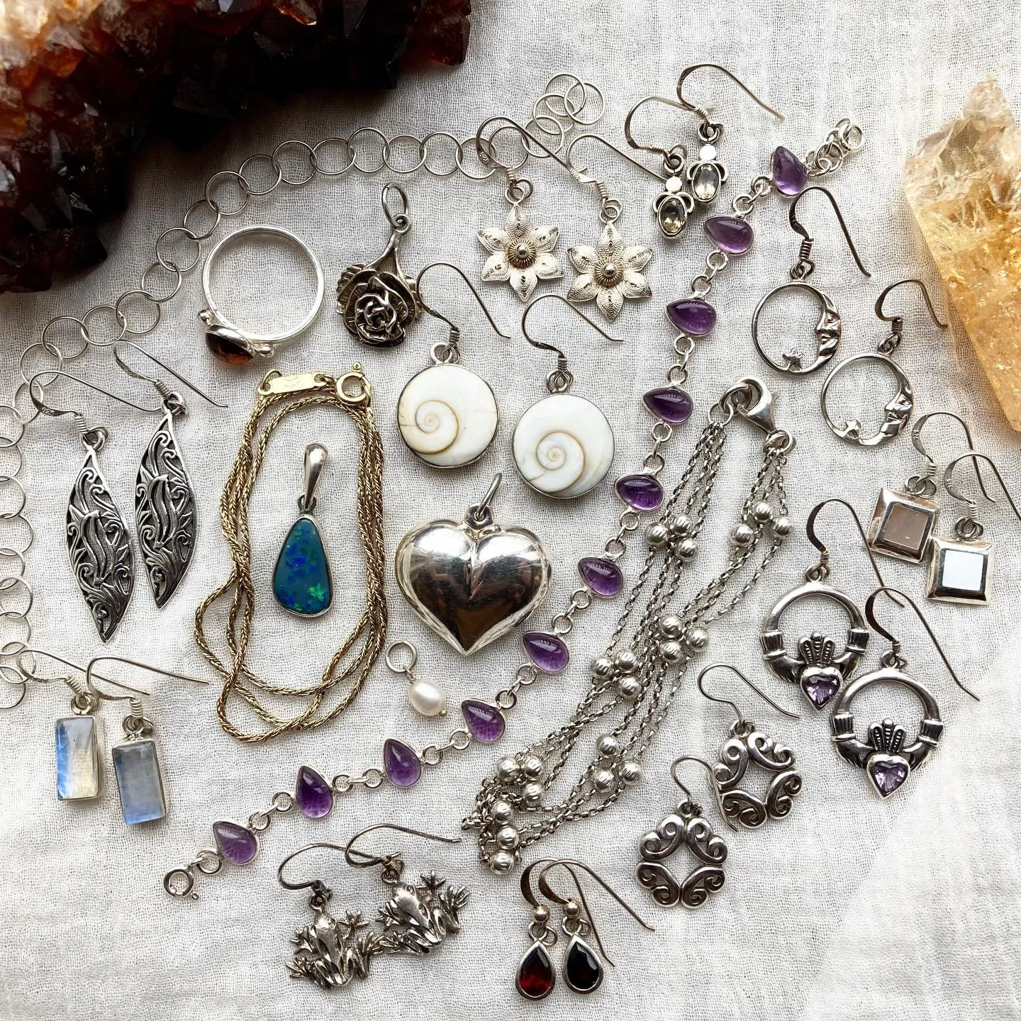 A whole host of beautiful dreamy silver treasures just listed 🌙 ☁️ 🕯️ 

All hand chosen with love and all made from 925 sterling silver, with natural stones and crystals ✨

I hope you love them as much as I loved finding them! 🙏🏼 All available on