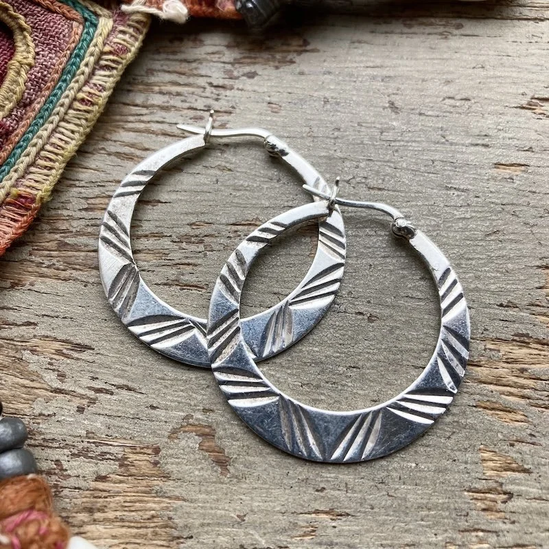 funky engraved sterling silver hoops 2.jpeg