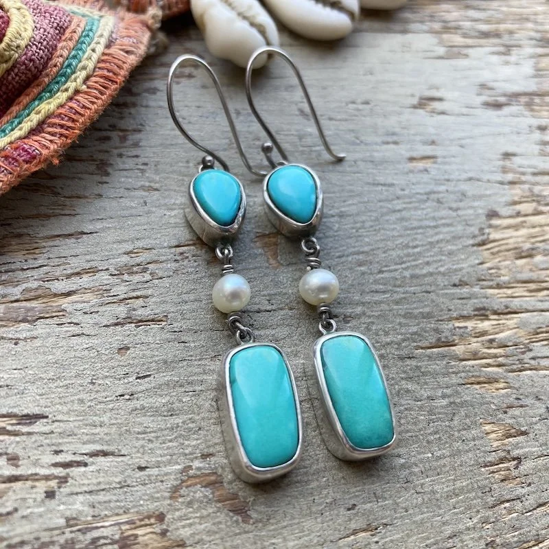 sterling silver, turquoise and pearl earrings 2.jpeg