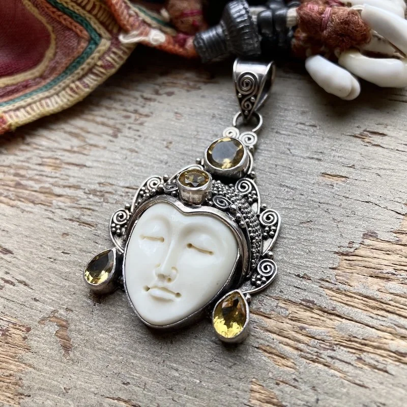 large sterling silver and citrine Balinese goddess pendant 2.jpeg