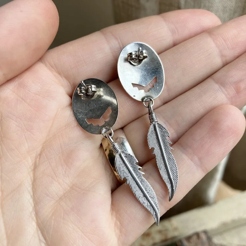 sterling silver Southwestern feather earrings 3.jpeg