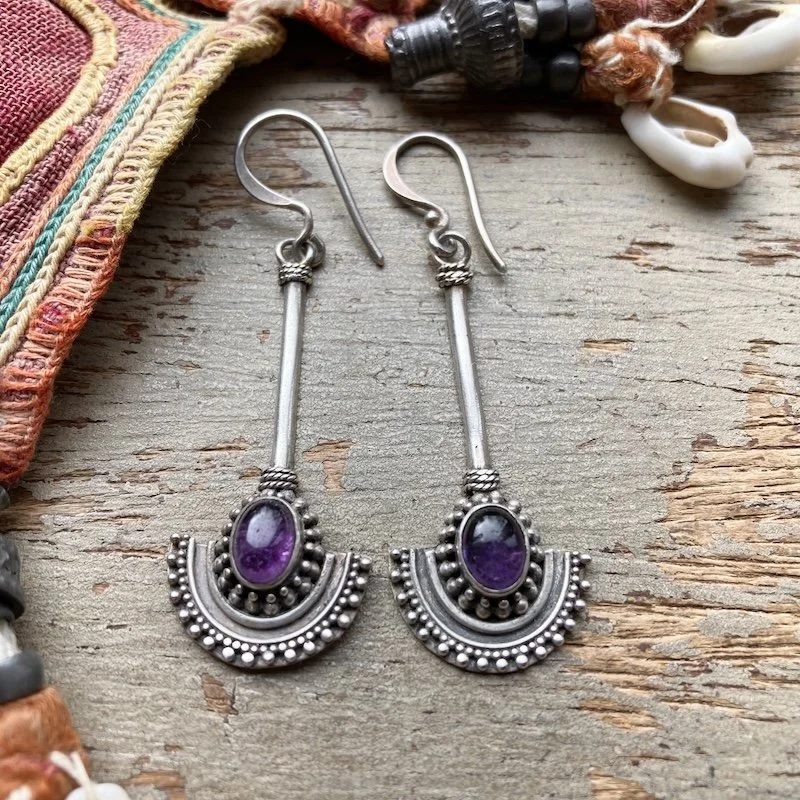 sterling silver and amethyst Balinese earrings 1.jpeg