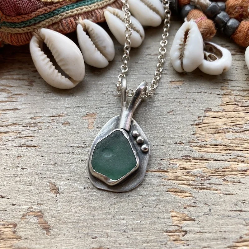 handmade sterling silver and seaglass necklace 3.jpeg