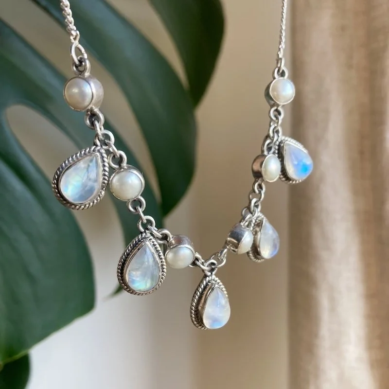 sterling silver rainbow moonstone and pearl necklace.jpeg