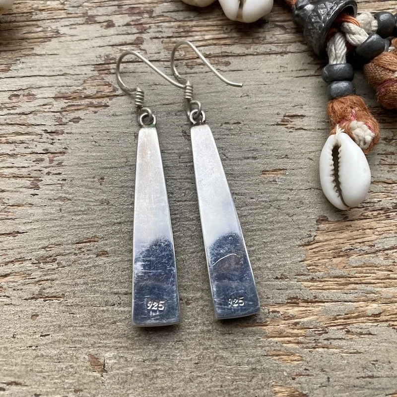 vintage sterling silver green enamel earrings 2.jpeg