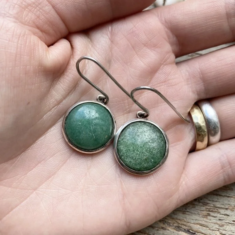 handmade sterling silver aventurine earrings 3.jpeg