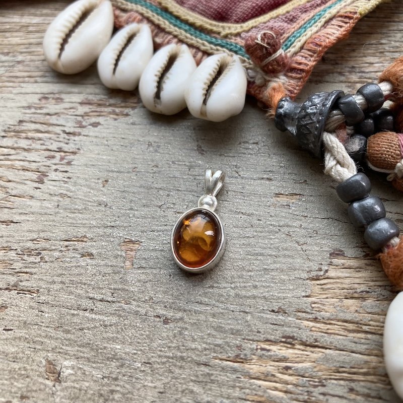 Cute Little Sterling Silver Amber Pendant