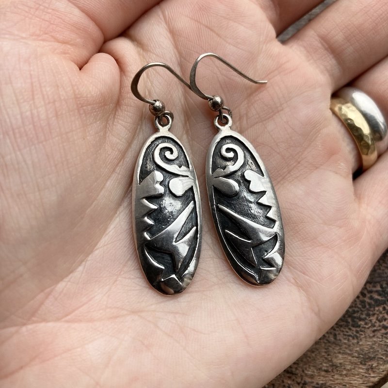 Fab Vintage Funky Sterling Silver Dangly Earrings