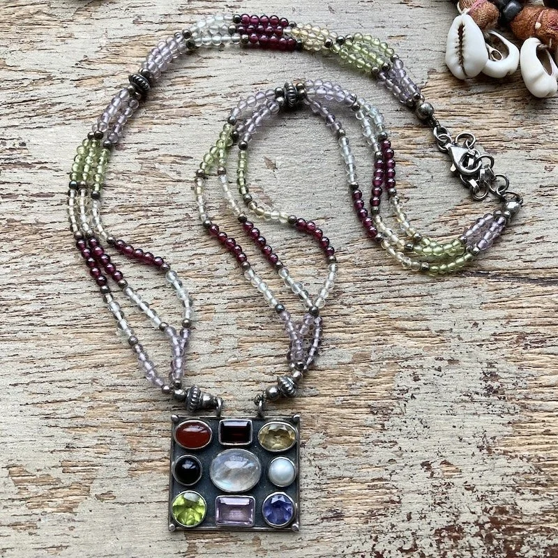 vintage sterling silver multi-gemstone necklace 6.jpeg