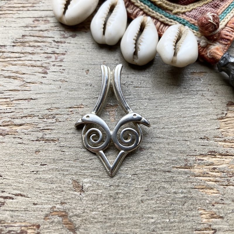 Beautiful Sterling Silver Spiral Bird Pendant